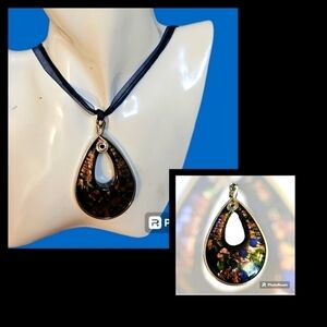 Artisan Large Teardrop Dichroic Glass Pendant